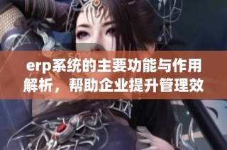 erp系统的主要功能与作用解析，帮助企业提升管理效率