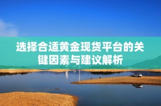 选择合适黄金现货平台的关键因素与建议解析