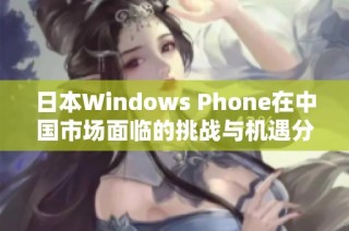 日本Windows Phone在中国市场面临的挑战与机遇分析