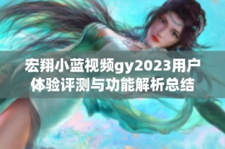 宏翔小蓝视频gy2023用户体验评测与功能解析总结