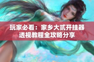 玩家必看：家乡大贰开挂器透视教程全攻略分享