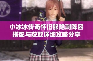 小冰冰传奇怀旧服隐刺阵容搭配与获取详细攻略分享