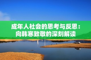 成年人社会的思考与反思：向韩寒致敬的深刻解读