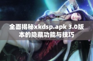 全面揭秘xkdsp.apk 3.0版本的隐藏功能与技巧