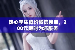 热心学生低价微信接单，200元随时为您服务