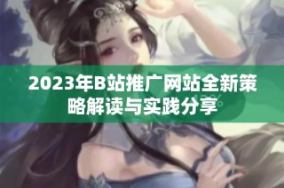2023年B站推广网站全新策略解读与实践分享