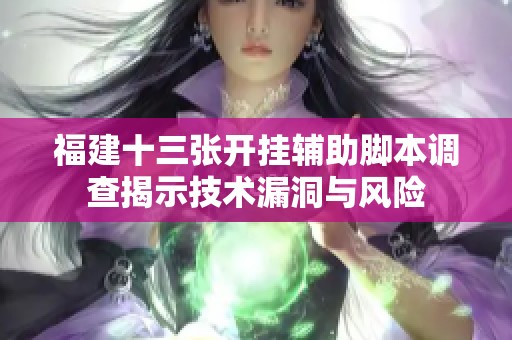 福建十三张开挂辅助脚本调查揭示技术漏洞与风险