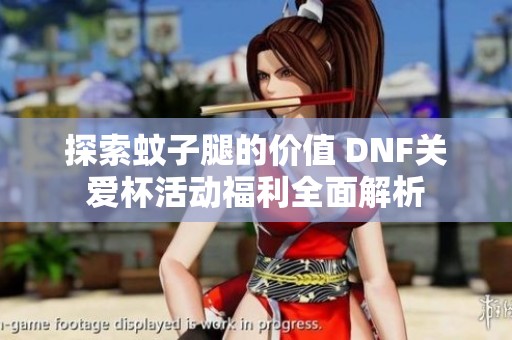 探索蚊子腿的价值 DNF关爱杯活动福利全面解析