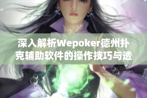 深入解析Wepoker德州扑克辅助软件的操作技巧与透视指导