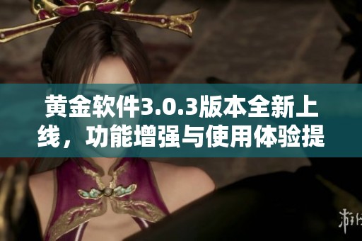 黄金软件3.0.3版本全新上线，功能增强与使用体验提升