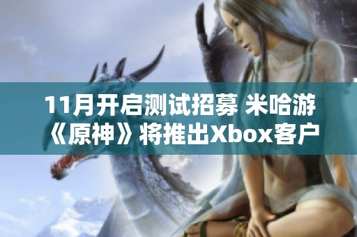 11月开启测试招募 米哈游《原神》将推出Xbox客户端新版本